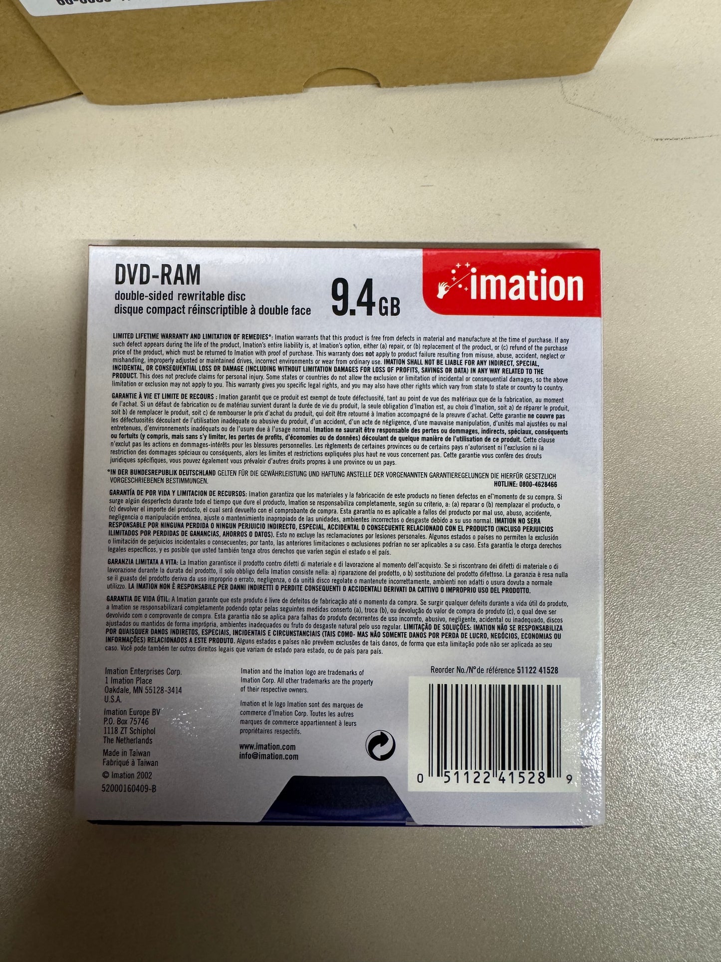 Type 4 DVD-RAM imation 9.4 GB